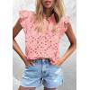 imagePRETTYGARDEN Womens Summer Tops 2026 Dressy Casual Ruffle Cap Sleeve Button V Neck Embroidered Eyelet Blouses ShirtsPink