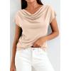 imagePRETTYGARDEN Womens Tops Dressy Casual Clothing 2026 Summer Cowl Neck Short Sleeve Blouses Spring Business Work Office ShirtsApricot