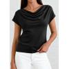 imagePRETTYGARDEN Womens Tops Dressy Casual Clothing 2026 Summer Cowl Neck Short Sleeve Blouses Spring Business Work Office ShirtsBlack