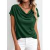 imagePRETTYGARDEN Womens Tops Dressy Casual Clothing 2026 Summer Cowl Neck Short Sleeve Blouses Spring Business Work Office ShirtsGreen