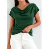 imagePRETTYGARDEN Womens Tops Dressy Casual Clothing 2026 Summer Cowl Neck Short Sleeve Blouses Spring Business Work Office ShirtsGreen