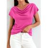 imagePRETTYGARDEN Womens Tops Dressy Casual Clothing 2026 Summer Cowl Neck Short Sleeve Blouses Spring Business Work Office ShirtsHot Pink