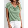 imagePRETTYGARDEN Womens Tops Dressy Casual Clothing 2026 Summer Cowl Neck Short Sleeve Blouses Spring Business Work Office ShirtsSage Green
