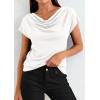 imagePRETTYGARDEN Womens Tops Dressy Casual Clothing 2026 Summer Cowl Neck Short Sleeve Blouses Spring Business Work Office ShirtsWhite
