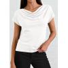 imagePRETTYGARDEN Womens Tops Dressy Casual Clothing 2026 Summer Cowl Neck Short Sleeve Blouses Spring Business Work Office ShirtsWhite