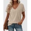 imagePRETTYGARDEN Womens Tops Short Sleeve Oversized Tshirts Shirts 2026 Summer Casual V Neck Loose Basic Tees Spring Tunic BlouseApricot