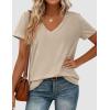 imagePRETTYGARDEN Womens Tops Short Sleeve Oversized Tshirts Shirts 2026 Summer Casual V Neck Loose Basic Tees Spring Tunic BlouseApricot