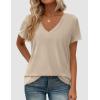 imagePRETTYGARDEN Womens Tops Short Sleeve Oversized Tshirts Shirts 2026 Summer Casual V Neck Loose Basic Tees Spring Tunic BlouseApricot