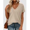 imagePRETTYGARDEN Womens Tops Short Sleeve Oversized Tshirts Shirts 2026 Summer Casual V Neck Loose Basic Tees Spring Tunic BlouseApricot