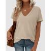 imagePRETTYGARDEN Womens Tops Short Sleeve Oversized Tshirts Shirts 2026 Summer Casual V Neck Loose Basic Tees Spring Tunic BlouseApricot