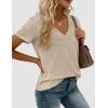 imagePRETTYGARDEN Womens Tops Short Sleeve Oversized Tshirts Shirts 2026 Summer Casual V Neck Loose Basic Tees Spring Tunic BlouseApricot