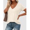 imagePRETTYGARDEN Womens Tops Short Sleeve Oversized Tshirts Shirts 2026 Summer Casual V Neck Loose Basic Tees Spring Tunic BlouseBeige