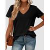 imagePRETTYGARDEN Womens Tops Short Sleeve Oversized Tshirts Shirts 2026 Summer Casual V Neck Loose Basic Tees Spring Tunic BlouseBlack