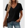 imagePRETTYGARDEN Womens Tops Short Sleeve Oversized Tshirts Shirts 2026 Summer Casual V Neck Loose Basic Tees Spring Tunic BlouseBlack