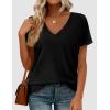 imagePRETTYGARDEN Womens Tops Short Sleeve Oversized Tshirts Shirts 2026 Summer Casual V Neck Loose Basic Tees Spring Tunic BlouseBlack