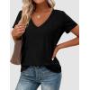 imagePRETTYGARDEN Womens Tops Short Sleeve Oversized Tshirts Shirts 2026 Summer Casual V Neck Loose Basic Tees Spring Tunic BlouseBlack