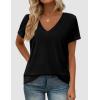 imagePRETTYGARDEN Womens Tops Short Sleeve Oversized Tshirts Shirts 2026 Summer Casual V Neck Loose Basic Tees Spring Tunic BlouseBlack