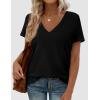 imagePRETTYGARDEN Womens Tops Short Sleeve Oversized Tshirts Shirts 2026 Summer Casual V Neck Loose Basic Tees Spring Tunic BlouseBlack