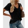 imagePRETTYGARDEN Womens Tops Short Sleeve Oversized Tshirts Shirts 2026 Summer Casual V Neck Loose Basic Tees Spring Tunic BlouseBlack