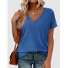 imagePRETTYGARDEN Womens Tops Short Sleeve Oversized Tshirts Shirts 2026 Summer Casual V Neck Loose Basic Tees Spring Tunic BlouseBlue
