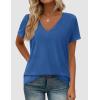imagePRETTYGARDEN Womens Tops Short Sleeve Oversized Tshirts Shirts 2026 Summer Casual V Neck Loose Basic Tees Spring Tunic BlouseBlue