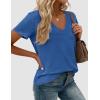imagePRETTYGARDEN Womens Tops Short Sleeve Oversized Tshirts Shirts 2026 Summer Casual V Neck Loose Basic Tees Spring Tunic BlouseBlue