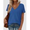 imagePRETTYGARDEN Womens Tops Short Sleeve Oversized Tshirts Shirts 2026 Summer Casual V Neck Loose Basic Tees Spring Tunic BlouseBlue