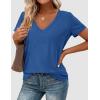 imagePRETTYGARDEN Womens Tops Short Sleeve Oversized Tshirts Shirts 2026 Summer Casual V Neck Loose Basic Tees Spring Tunic BlouseBlue