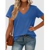imagePRETTYGARDEN Womens Tops Short Sleeve Oversized Tshirts Shirts 2026 Summer Casual V Neck Loose Basic Tees Spring Tunic BlouseBlue