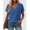 imagePRETTYGARDEN Womens Tops Short Sleeve Oversized Tshirts Shirts 2026 Summer Casual V Neck Loose Basic Tees Spring Tunic BlouseBlue