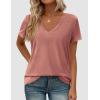 imagePRETTYGARDEN Womens Tops Short Sleeve Oversized Tshirts Shirts 2026 Summer Casual V Neck Loose Basic Tees Spring Tunic BlouseCoral Pink