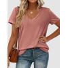 imagePRETTYGARDEN Womens Tops Short Sleeve Oversized Tshirts Shirts 2026 Summer Casual V Neck Loose Basic Tees Spring Tunic BlouseCoral Pink