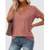 imagePRETTYGARDEN Womens Tops Short Sleeve Oversized Tshirts Shirts 2026 Summer Casual V Neck Loose Basic Tees Spring Tunic BlouseCoral Pink
