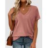 imagePRETTYGARDEN Womens Tops Short Sleeve Oversized Tshirts Shirts 2026 Summer Casual V Neck Loose Basic Tees Spring Tunic BlouseCoral Pink
