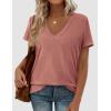 imagePRETTYGARDEN Womens Tops Short Sleeve Oversized Tshirts Shirts 2026 Summer Casual V Neck Loose Basic Tees Spring Tunic BlouseCoral Pink