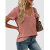 imagePRETTYGARDEN Womens Tops Short Sleeve Oversized Tshirts Shirts 2026 Summer Casual V Neck Loose Basic Tees Spring Tunic BlouseCoral Pink