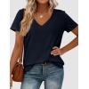 imagePRETTYGARDEN Womens Tops Short Sleeve Oversized Tshirts Shirts 2026 Summer Casual V Neck Loose Basic Tees Spring Tunic BlouseDark Blue