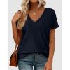 imagePRETTYGARDEN Womens Tops Short Sleeve Oversized Tshirts Shirts 2026 Summer Casual V Neck Loose Basic Tees Spring Tunic BlouseDark Blue
