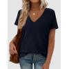 imagePRETTYGARDEN Womens Tops Short Sleeve Oversized Tshirts Shirts 2026 Summer Casual V Neck Loose Basic Tees Spring Tunic BlouseDark Blue