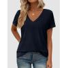 imagePRETTYGARDEN Womens Tops Short Sleeve Oversized Tshirts Shirts 2026 Summer Casual V Neck Loose Basic Tees Spring Tunic BlouseDark Blue