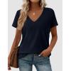 imagePRETTYGARDEN Womens Tops Short Sleeve Oversized Tshirts Shirts 2026 Summer Casual V Neck Loose Basic Tees Spring Tunic BlouseDark Blue