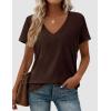 imagePRETTYGARDEN Womens Tops Short Sleeve Oversized Tshirts Shirts 2026 Summer Casual V Neck Loose Basic Tees Spring Tunic BlouseDark Brown