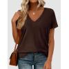 imagePRETTYGARDEN Womens Tops Short Sleeve Oversized Tshirts Shirts 2026 Summer Casual V Neck Loose Basic Tees Spring Tunic BlouseDark Brown
