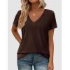 imagePRETTYGARDEN Womens Tops Short Sleeve Oversized Tshirts Shirts 2026 Summer Casual V Neck Loose Basic Tees Spring Tunic BlouseDark Brown