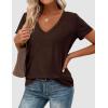 imagePRETTYGARDEN Womens Tops Short Sleeve Oversized Tshirts Shirts 2026 Summer Casual V Neck Loose Basic Tees Spring Tunic BlouseDark Brown