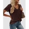 imagePRETTYGARDEN Womens Tops Short Sleeve Oversized Tshirts Shirts 2026 Summer Casual V Neck Loose Basic Tees Spring Tunic BlouseDark Brown