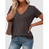 imagePRETTYGARDEN Womens Tops Short Sleeve Oversized Tshirts Shirts 2026 Summer Casual V Neck Loose Basic Tees Spring Tunic BlouseDark Grey