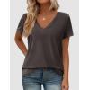 imagePRETTYGARDEN Womens Tops Short Sleeve Oversized Tshirts Shirts 2026 Summer Casual V Neck Loose Basic Tees Spring Tunic BlouseDark Grey
