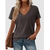 imagePRETTYGARDEN Womens Tops Short Sleeve Oversized Tshirts Shirts 2026 Summer Casual V Neck Loose Basic Tees Spring Tunic BlouseDark Grey