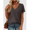 imagePRETTYGARDEN Womens Tops Short Sleeve Oversized Tshirts Shirts 2026 Summer Casual V Neck Loose Basic Tees Spring Tunic BlouseDark Grey